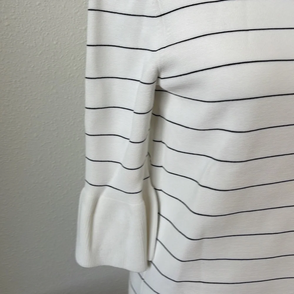 Boss Cream and Gray Striped Skirt Set